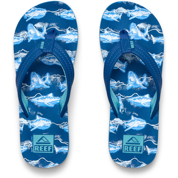 2026 Reef Junior Ahi Flip Flops CJ9096 - Royal Sharks